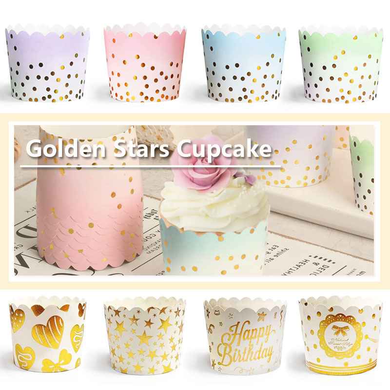 Kitchen Baking Oven - 50Pcs Gold Dots Paper Baking Cups