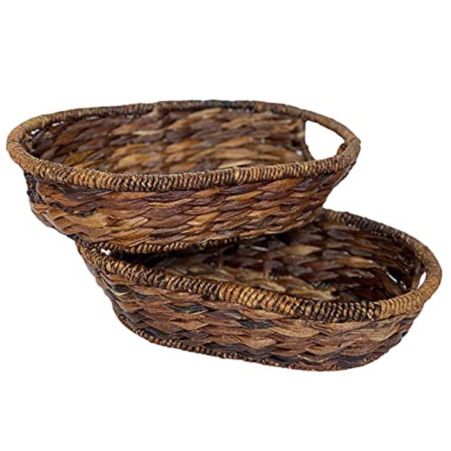 Handwoven Oval Wicker Baskets  - Kitchen Baking Set บทวิจารณ์และราคา