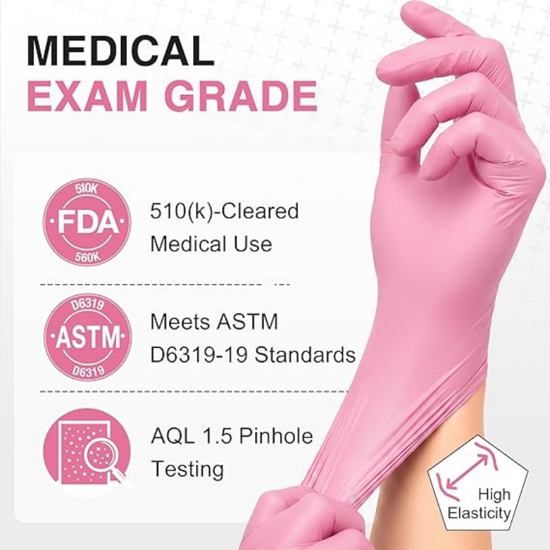 Pink Nitrile Disposable Gloves - Kitchen Job บทวิจารณ์และราคา
