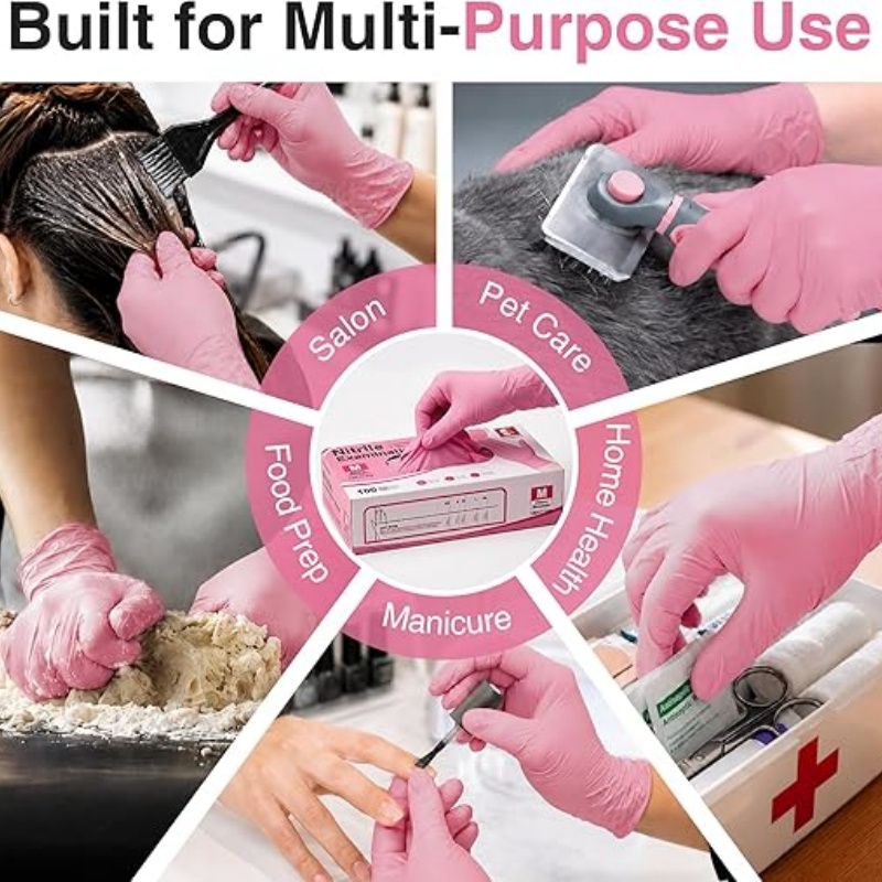 Pink Nitrile Disposable Gloves - Kitchen Job บทวิจารณ์และราคา