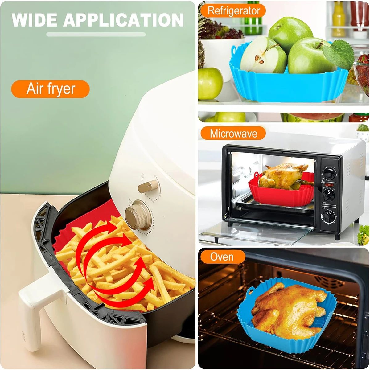 Air Fryer Silicone Liners Pot  - Kitchen Baking Oven บทวิจารณ์และราคา