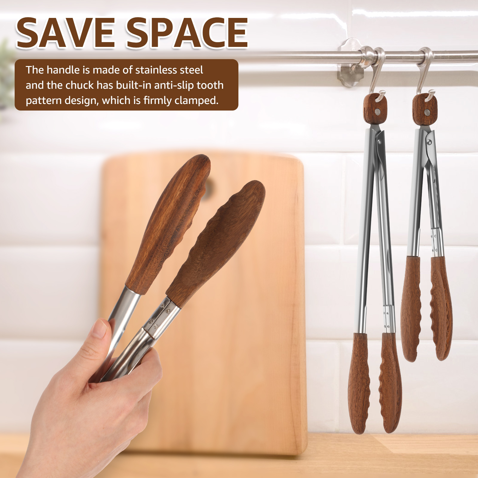 2/3 Pcs Food Tongs Walnut Wood - Kitchen Baking Store บทวิจารณ์และราคา