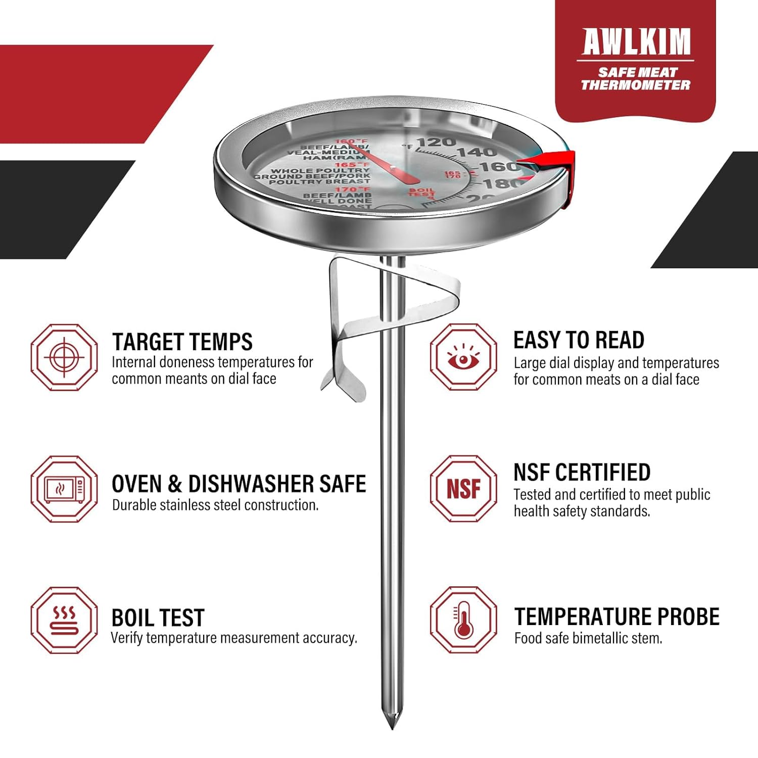 2-Pack Analog Meat Thermometer - Oven Thermometer Analog บทวิจารณ์และราคา