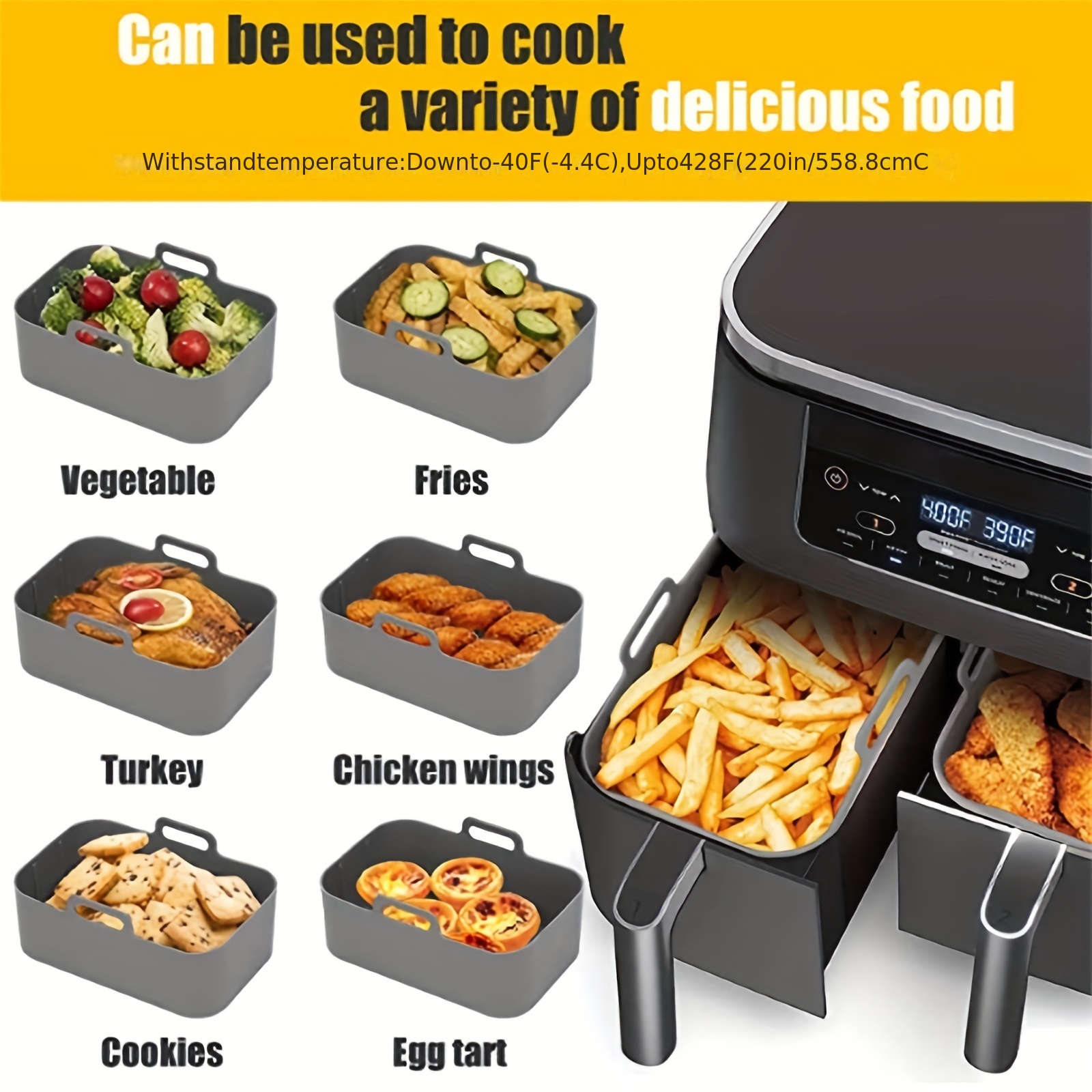 1/2Pcs Air Fryer Silicone Tray - Kitchen Baking Oven บทวิจารณ์และราคา