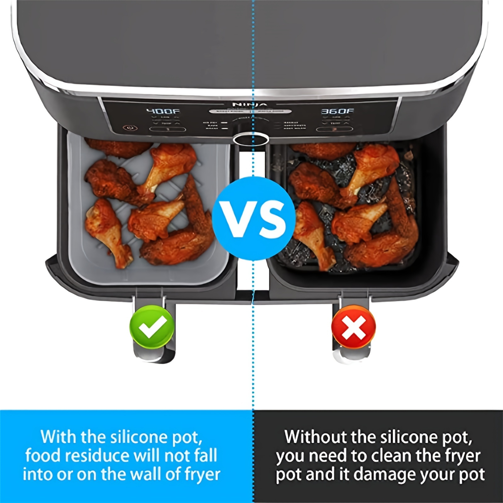 1/2Pcs Air Fryer Silicone Tray - Kitchen Baking Oven บทวิจารณ์และราคา
