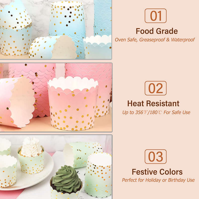 50Pcs Gold Dots Paper Baking C - Kitchen Baking Oven บทวิจารณ์และราคา