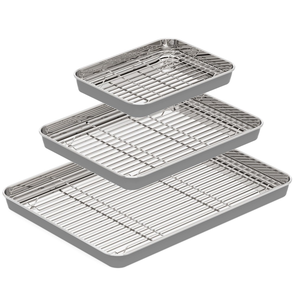 Stainless Steel Baking Sheet w - Cooling Rack Wire บทวิจารณ์และราคา