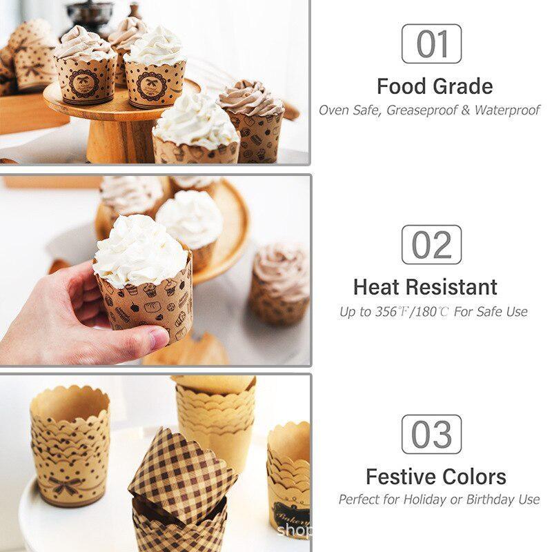50Pcs/Pack Cupcake Paper Cups  - Kitchen Baking Paper บทวิจารณ์และราคา