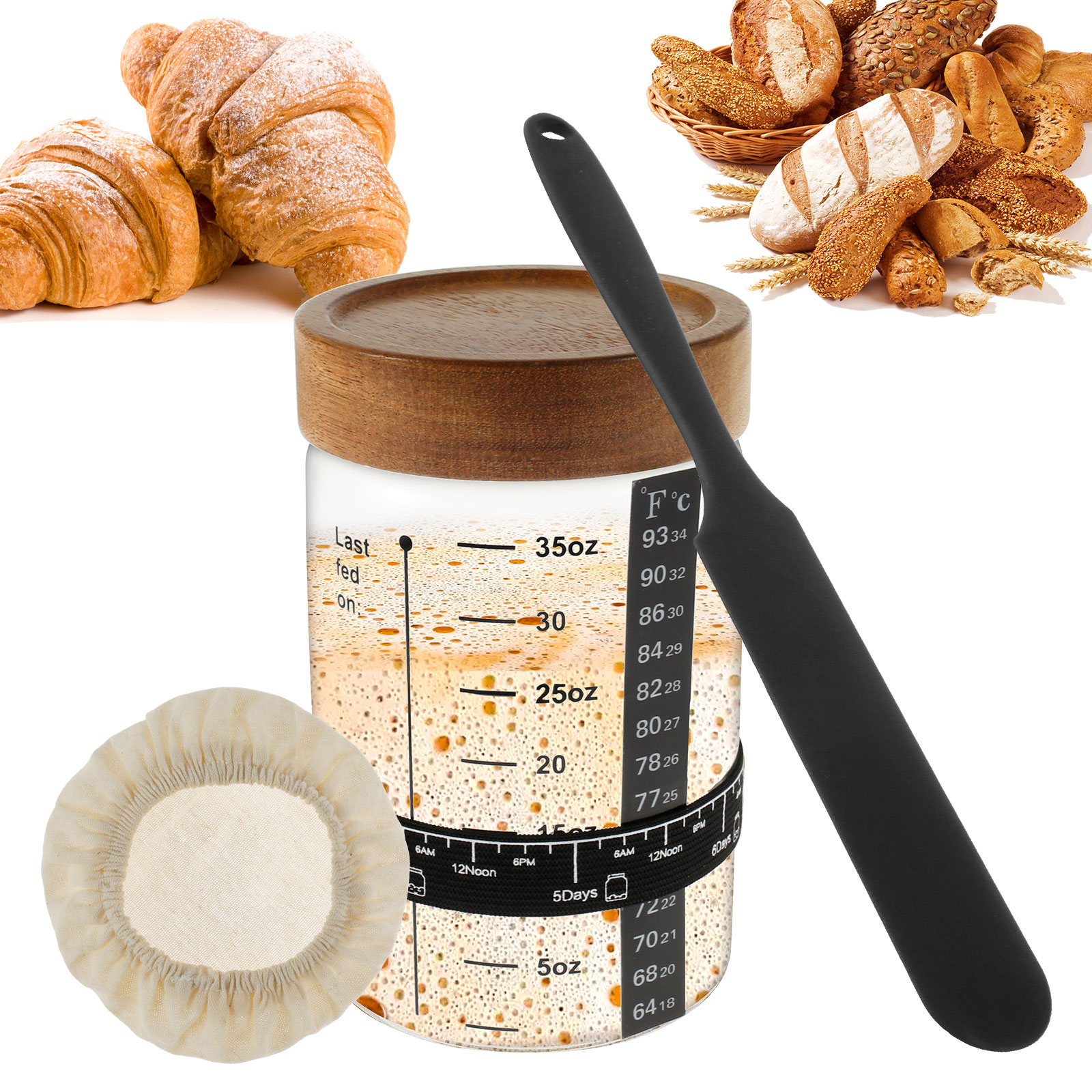 Sourdough Starter Jar Kit 1000 - Kitchen Baking Storage Containers บทวิจารณ์และราคา