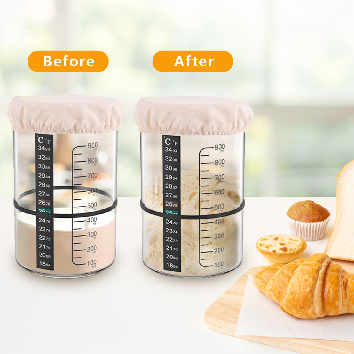 Sourdough Starter Jar Kit 1000 - Kitchen Baking Storage Containers บทวิจารณ์และราคา