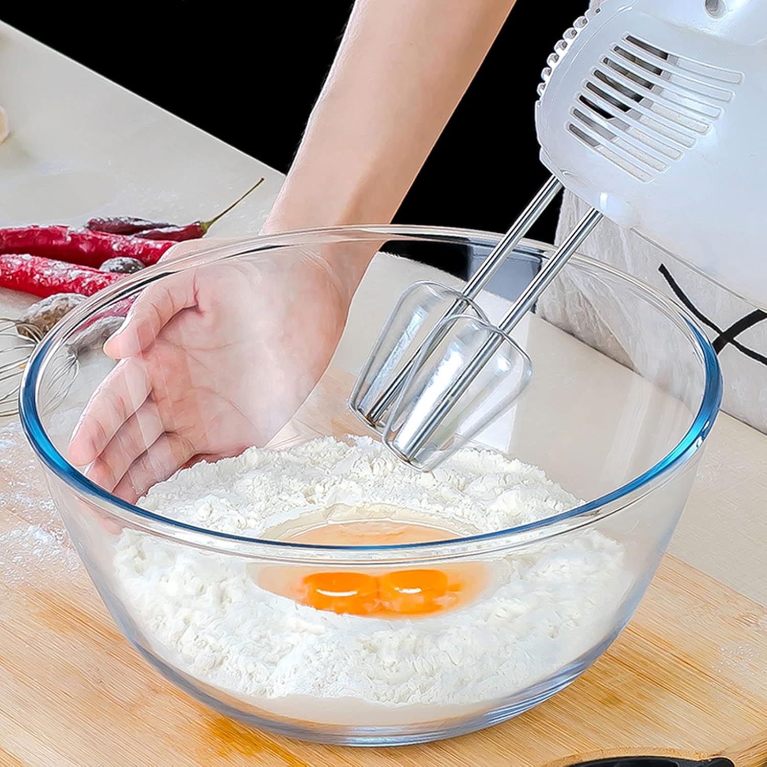 Glass Mixing Bowl Set of 3 for - Kitchen Baking Set บทวิจารณ์และราคา