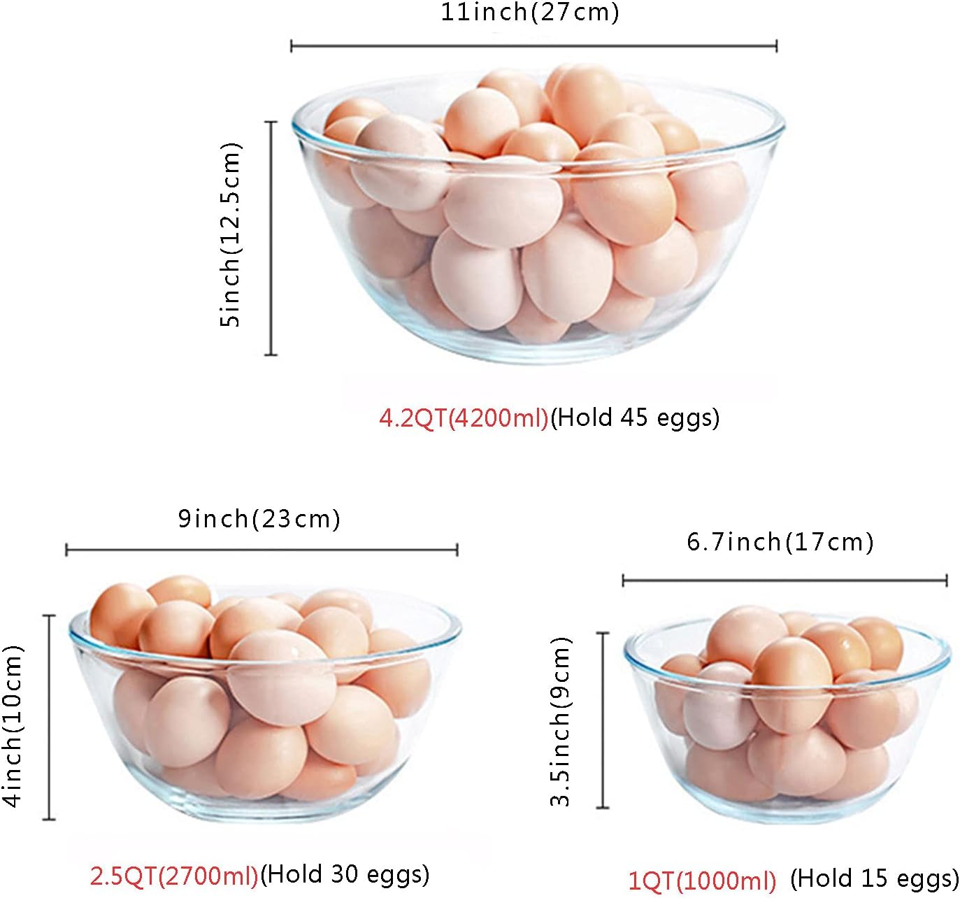 Glass Mixing Bowl Set of 3 for - Kitchen Baking Set บทวิจารณ์และราคา