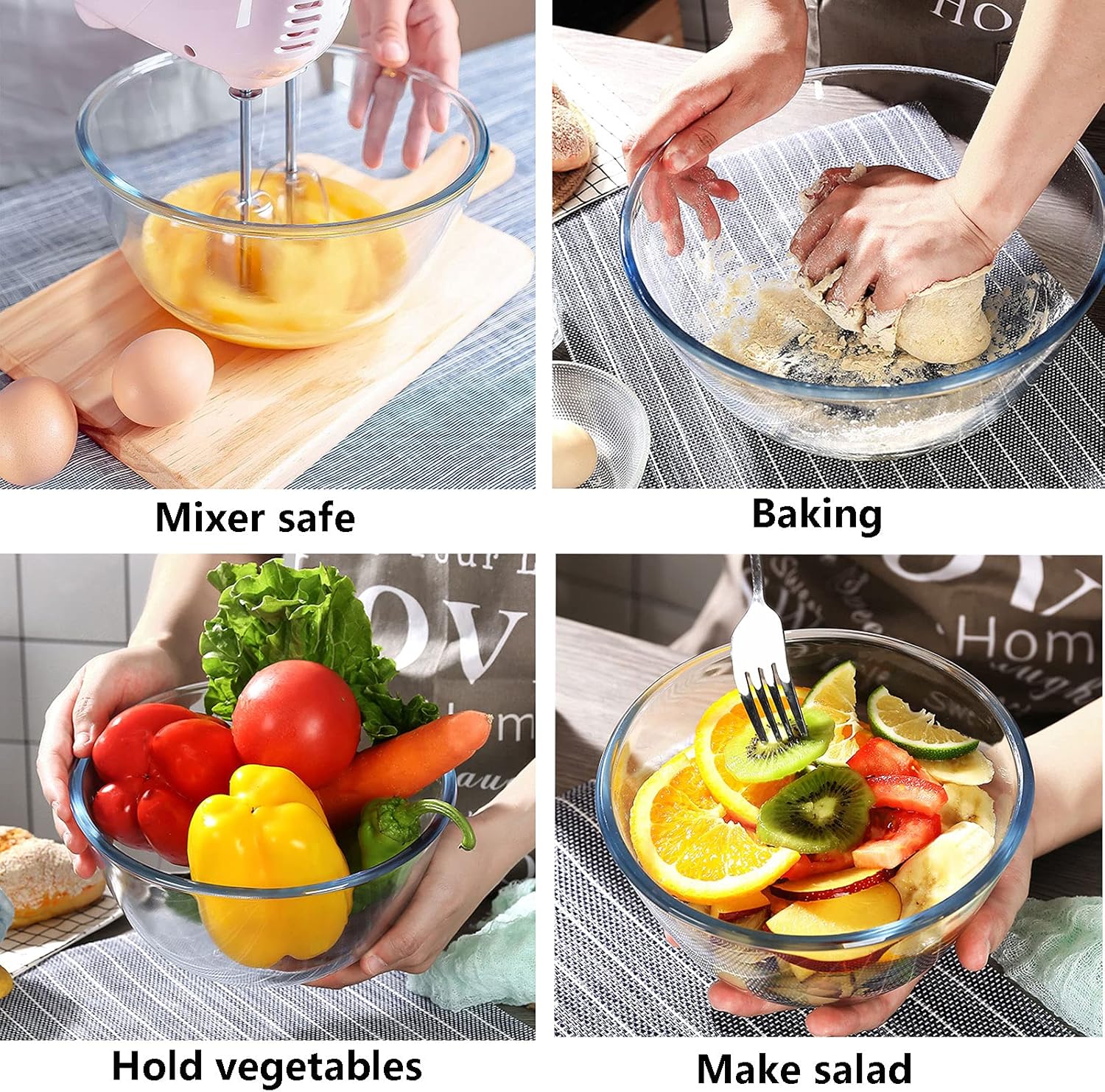 Glass Mixing Bowl Set of 3 for - Kitchen Baking Set บทวิจารณ์และราคา