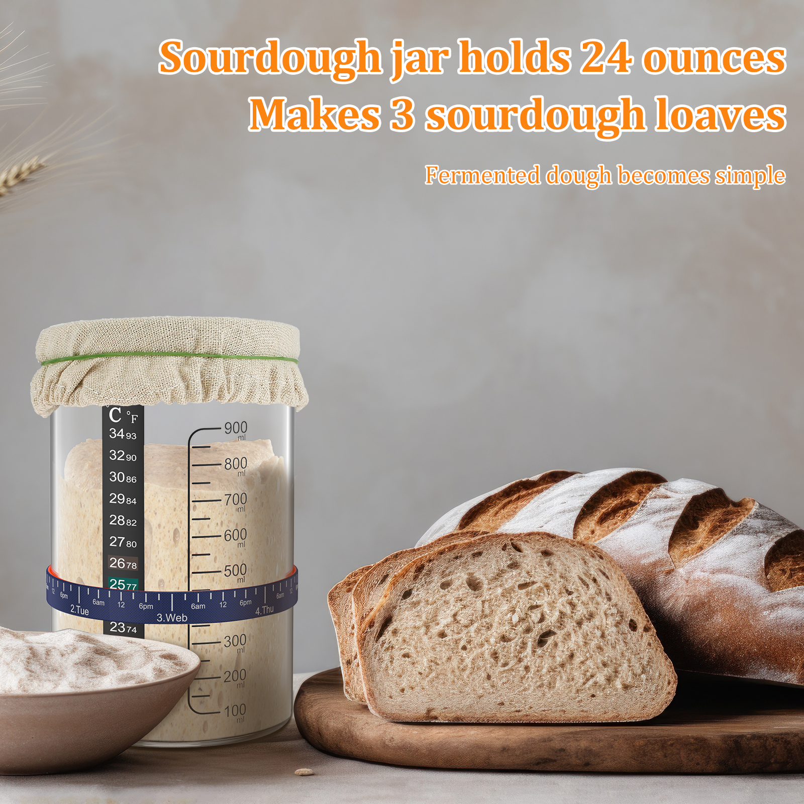 Sourdough Starter Jar Kit 900m - Kitchen Baking Storage Containers บทวิจารณ์และราคา