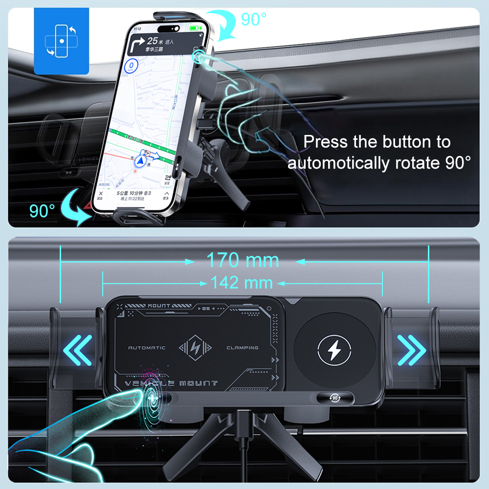Car Wireless Charger Dual Coil - Cooling Rack Wire บทวิจารณ์และราคา