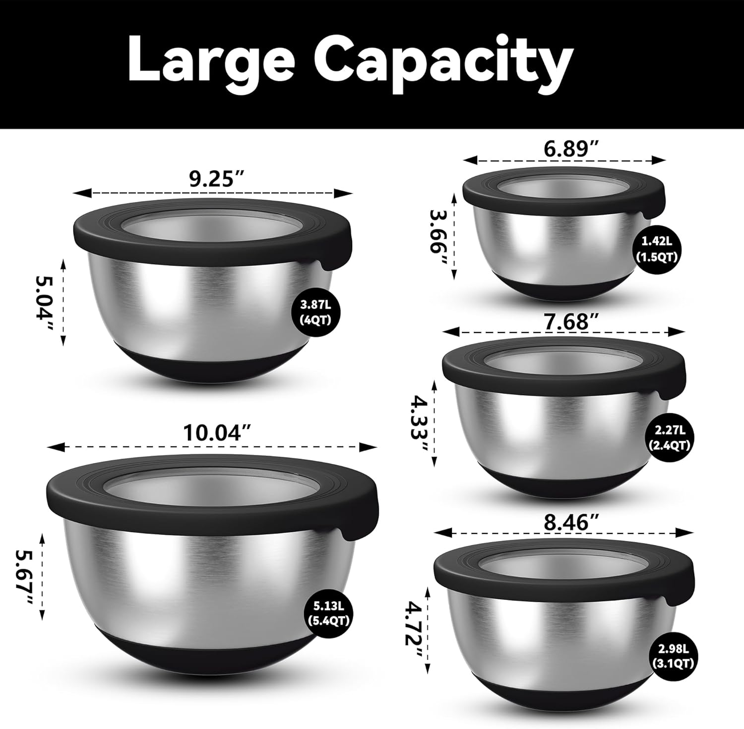 Stainless Steel Mixing Bowls w - Kitchen Baking Set บทวิจารณ์และราคา