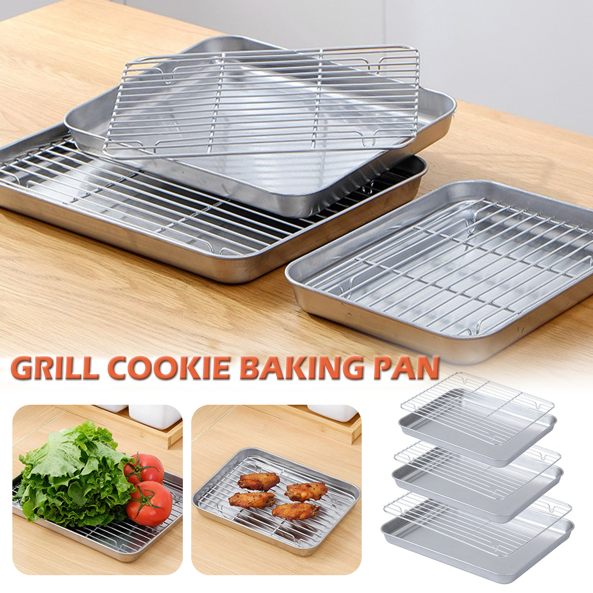 Stainless Steel Baking Tray wi - Cooling Rack Wire บทวิจารณ์และราคา