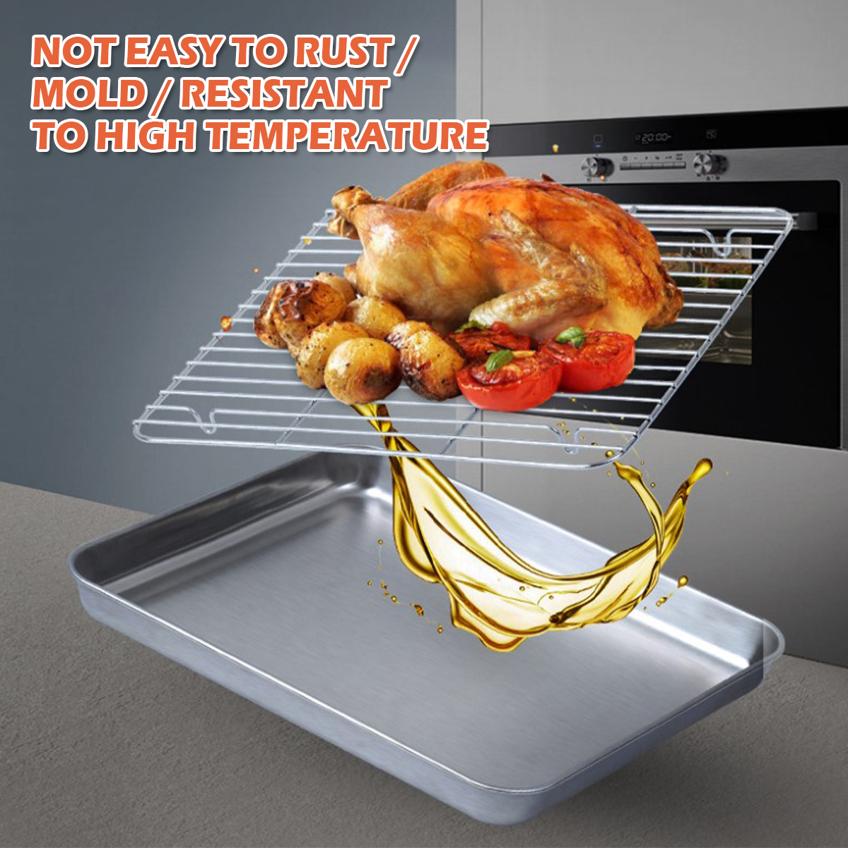 Stainless Steel Baking Tray wi - Cooling Rack Wire บทวิจารณ์และราคา