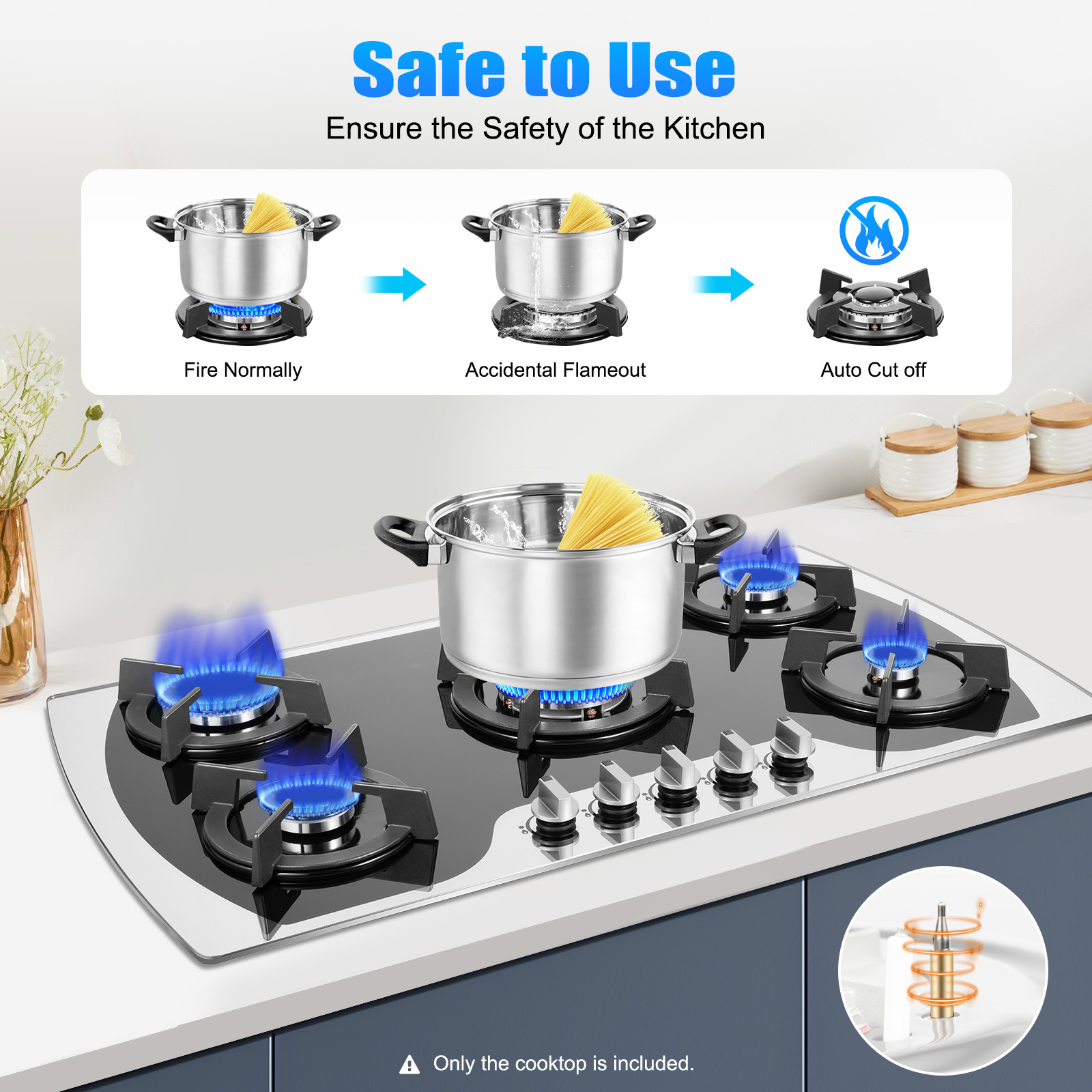 5 Burners Gas Stovetop Gas Sto - Kitchen Baking Set บทวิจารณ์และราคา