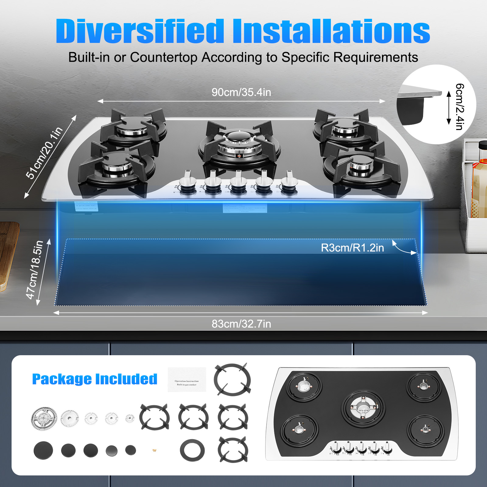 5 Burners Gas Stovetop Gas Sto - Kitchen Baking Set บทวิจารณ์และราคา