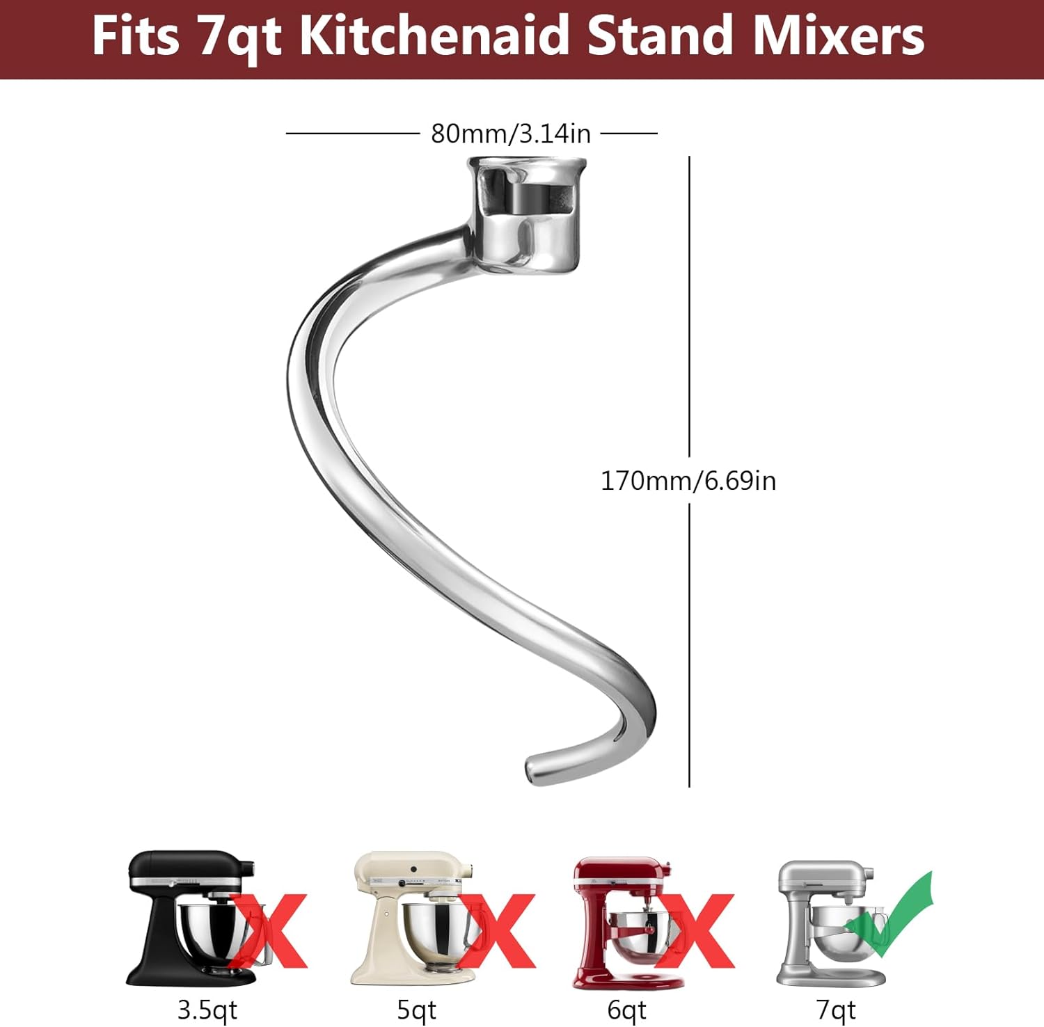 Stainless Steel Dough Hook Att - Kitchen Aid Baking Bread บทวิจารณ์และราคา