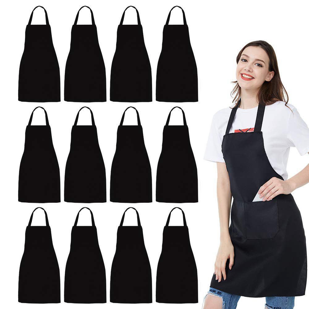 12 Pack Bib Apron - Unisex Bla - Kitchen Baking Drawing บทวิจารณ์และราคา