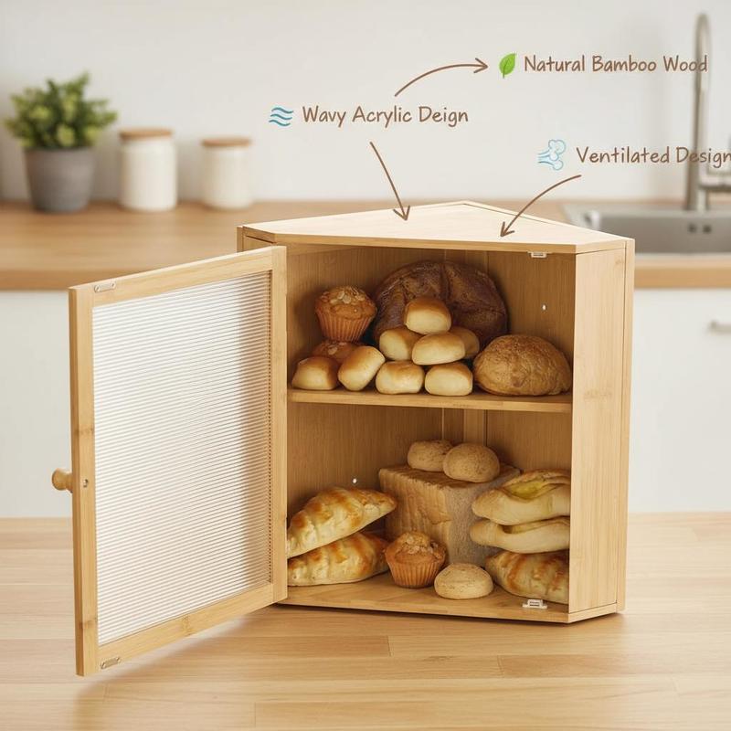 Corner Bread Box for Kitchen C - Kitchen Baking Storage Containers บทวิจารณ์และราคา