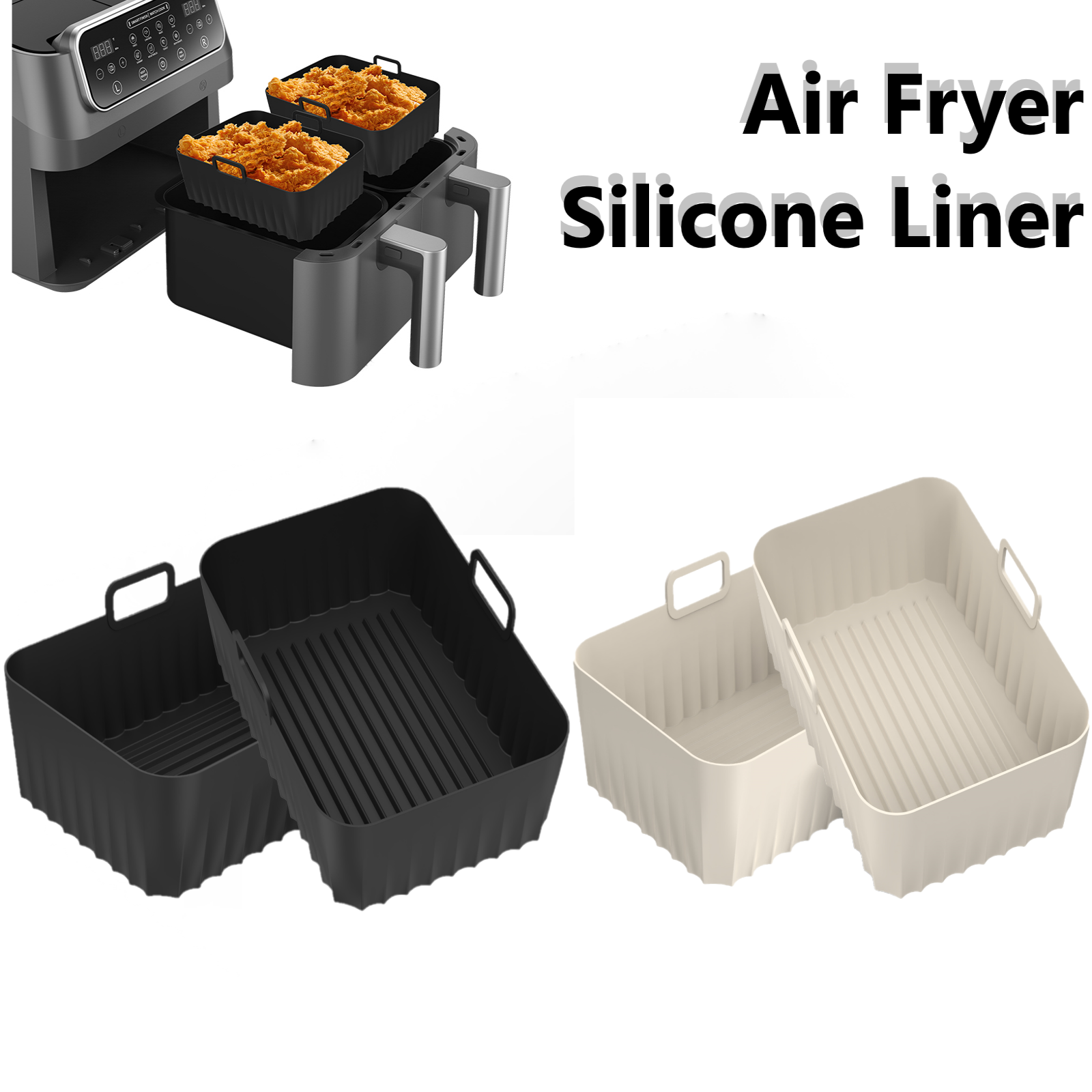 2Pcs Air Fryer Silicone Pot Ai - Kitchen Baking Pans บทวิจารณ์และราคา