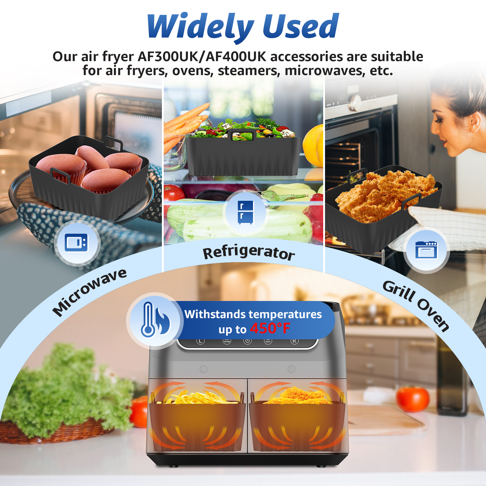 2Pcs Air Fryer Silicone Pot Ai - Kitchen Baking Pans บทวิจารณ์และราคา