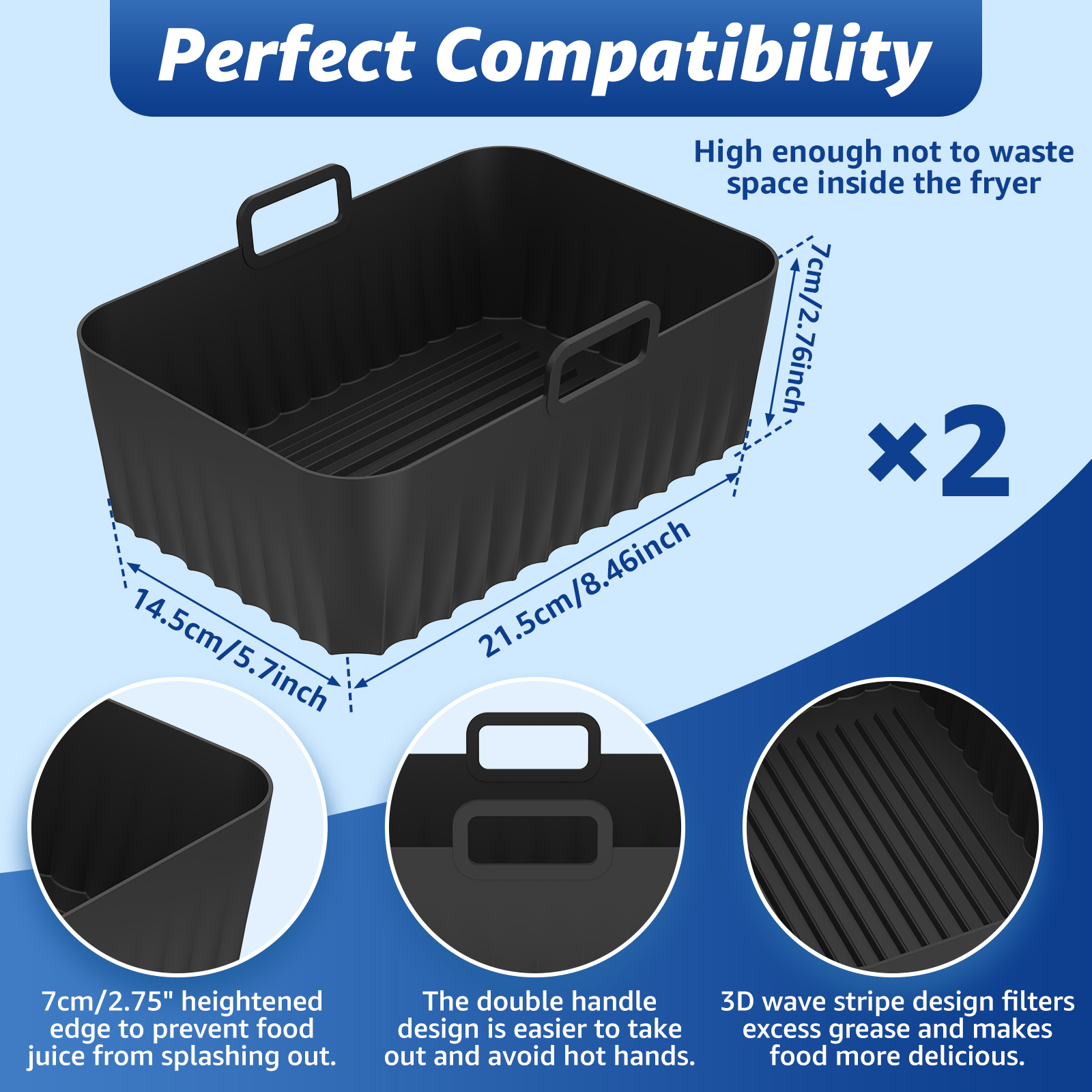 2Pcs Air Fryer Silicone Pot Ai - Kitchen Baking Pans บทวิจารณ์และราคา