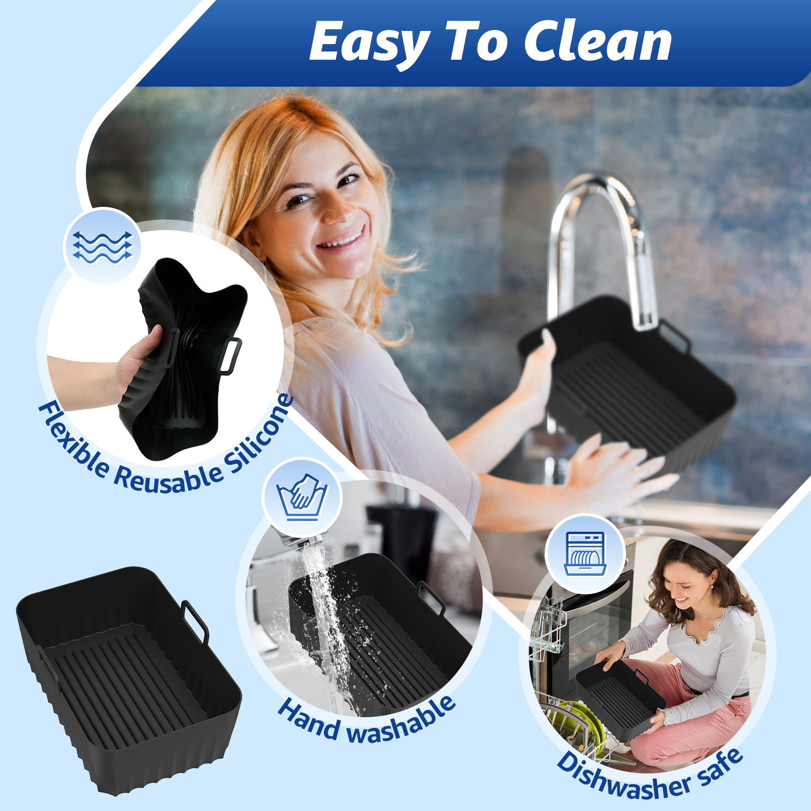 2Pcs Air Fryer Silicone Pot Ai - Kitchen Baking Pans บทวิจารณ์และราคา