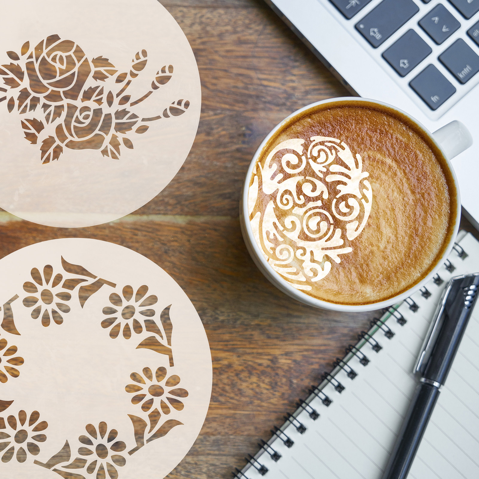 10 Pcs Hollow Mold Stencils Cr - Kitchen Baking Drawing บทวิจารณ์และราคา