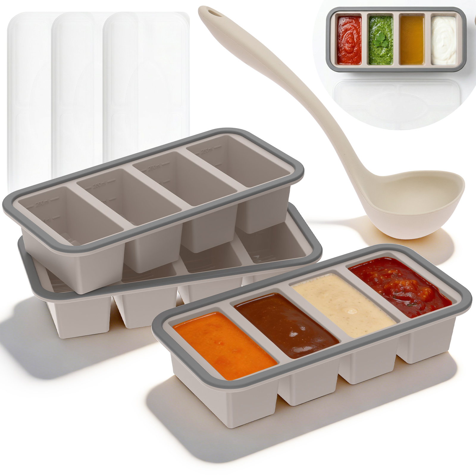 3Pcs Silicone Freezer Trays wi - Kitchen Baking Storage Containers บทวิจารณ์และราคา