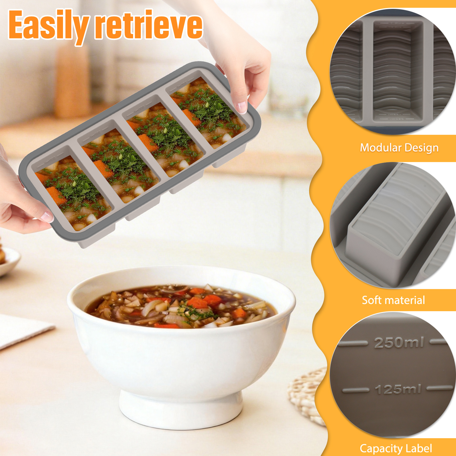 3Pcs Silicone Freezer Trays wi - Kitchen Baking Storage Containers บทวิจารณ์และราคา