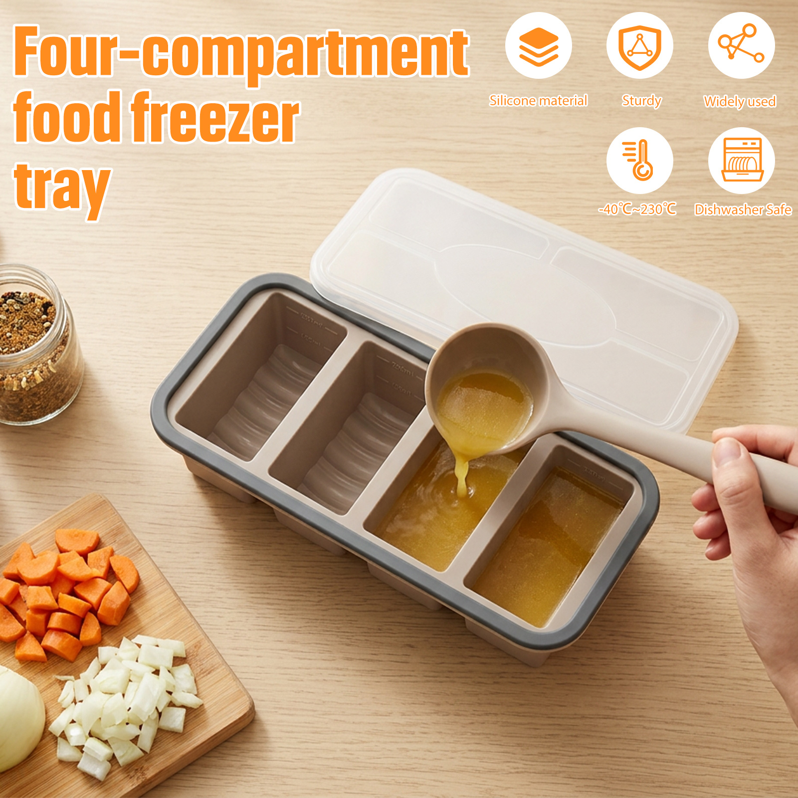 3Pcs Silicone Freezer Trays wi - Kitchen Baking Storage Containers บทวิจารณ์และราคา